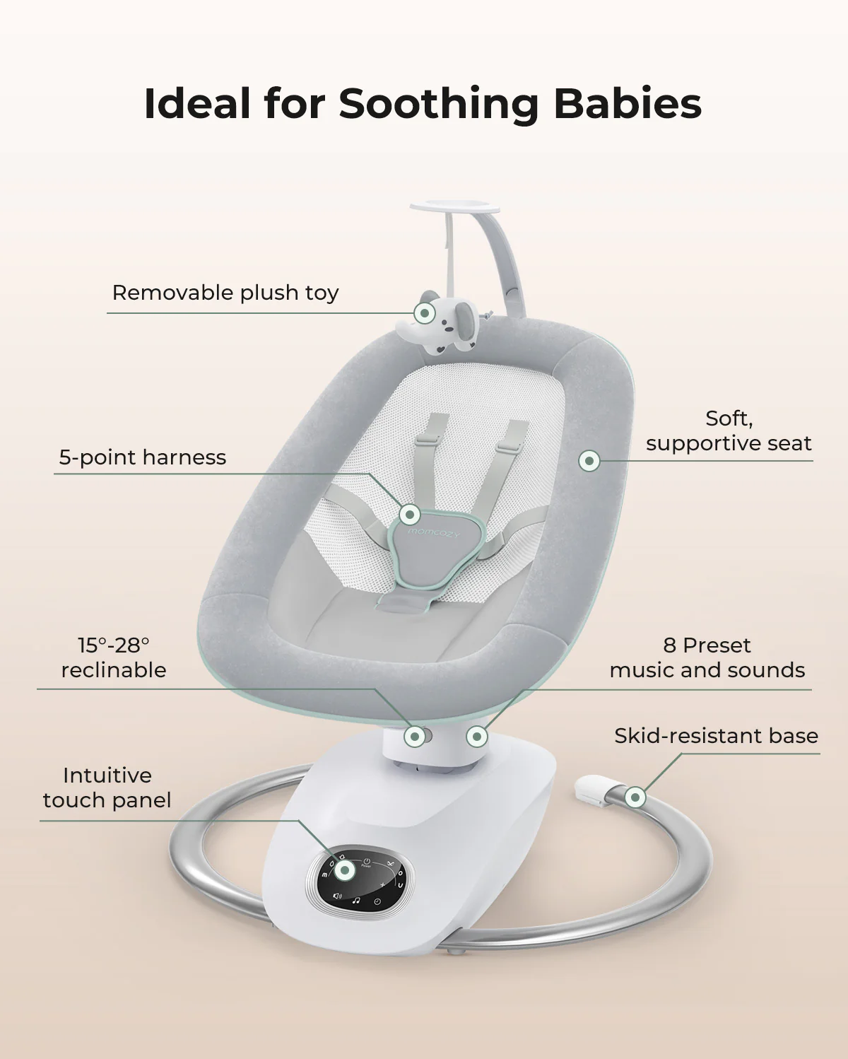 Momcozy CocoSway 3D-Motion Elektrische Babyschaukel - Image 8