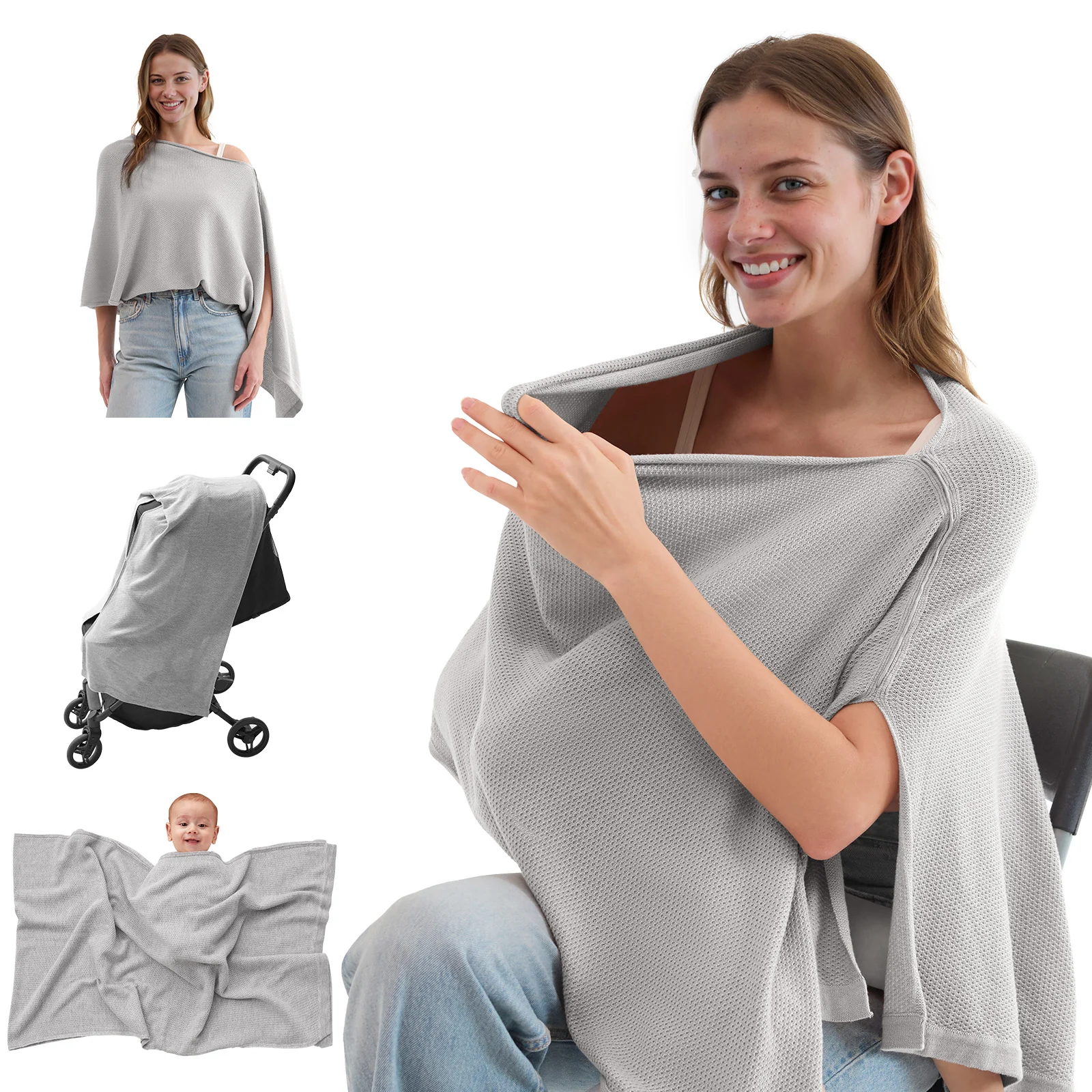 Momcozy Stilldecke – Weicher, atmungsaktiver und vielseitig verwendbarer Poncho - Image 19