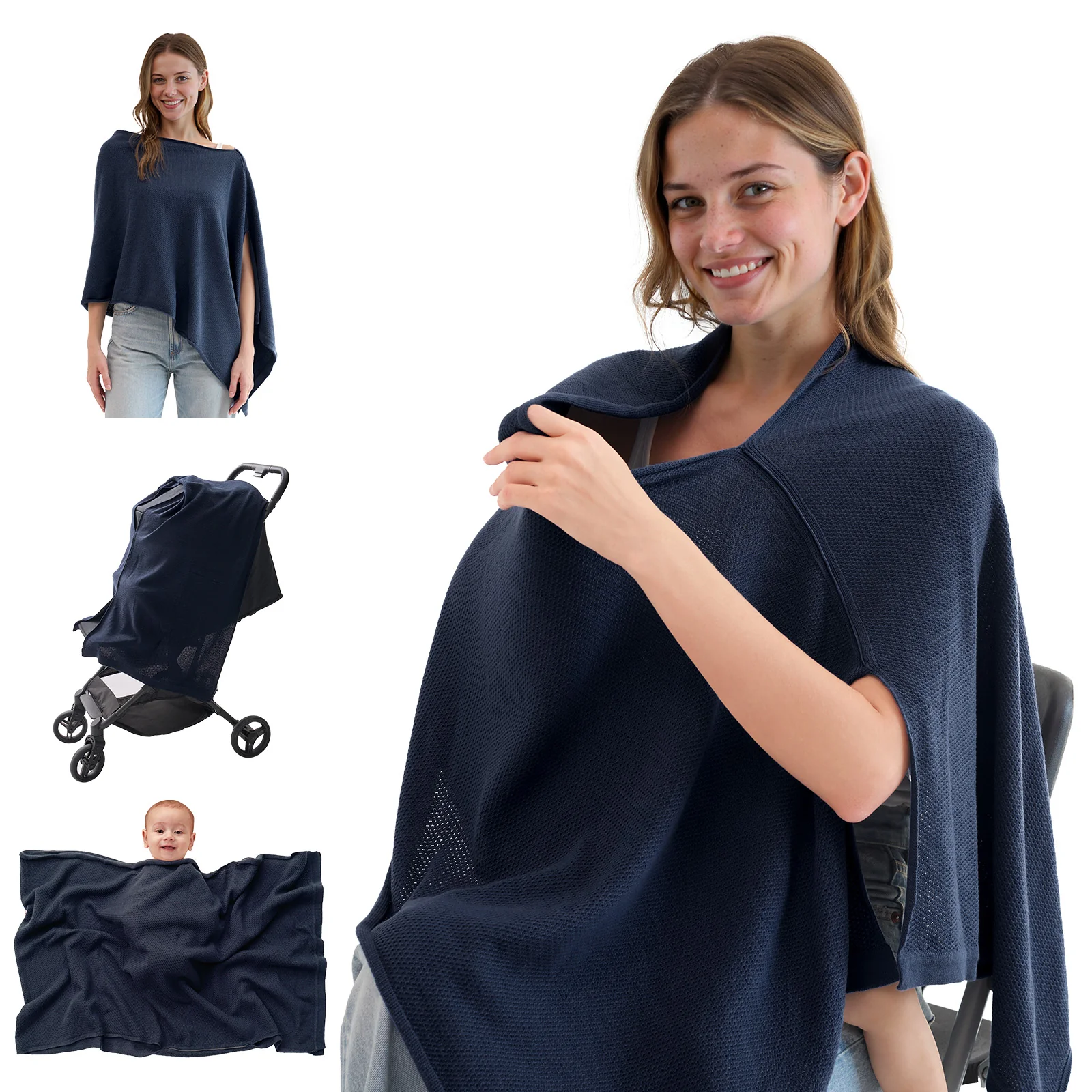 Momcozy Stilldecke – Weicher, atmungsaktiver und vielseitig verwendbarer Poncho - Image 26