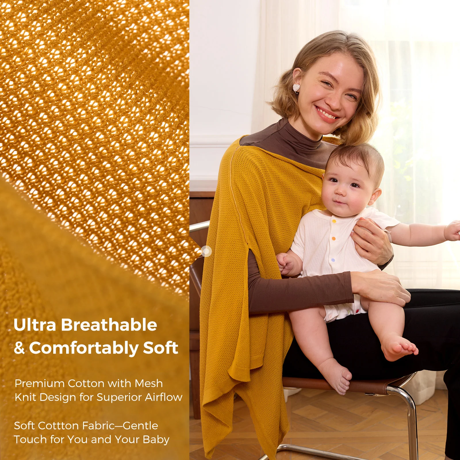 Momcozy Stilldecke – Weicher, atmungsaktiver und vielseitig verwendbarer Poncho - Image 13