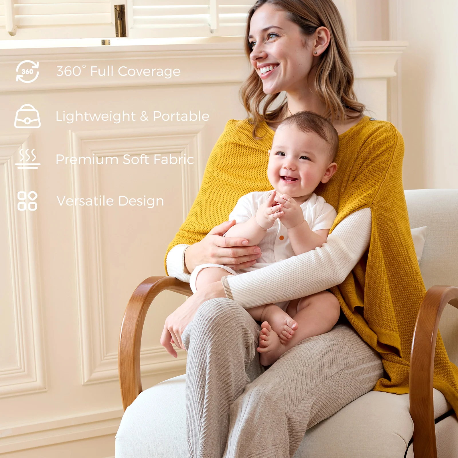 Momcozy Stilldecke – Weicher, atmungsaktiver und vielseitig verwendbarer Poncho - Image 15