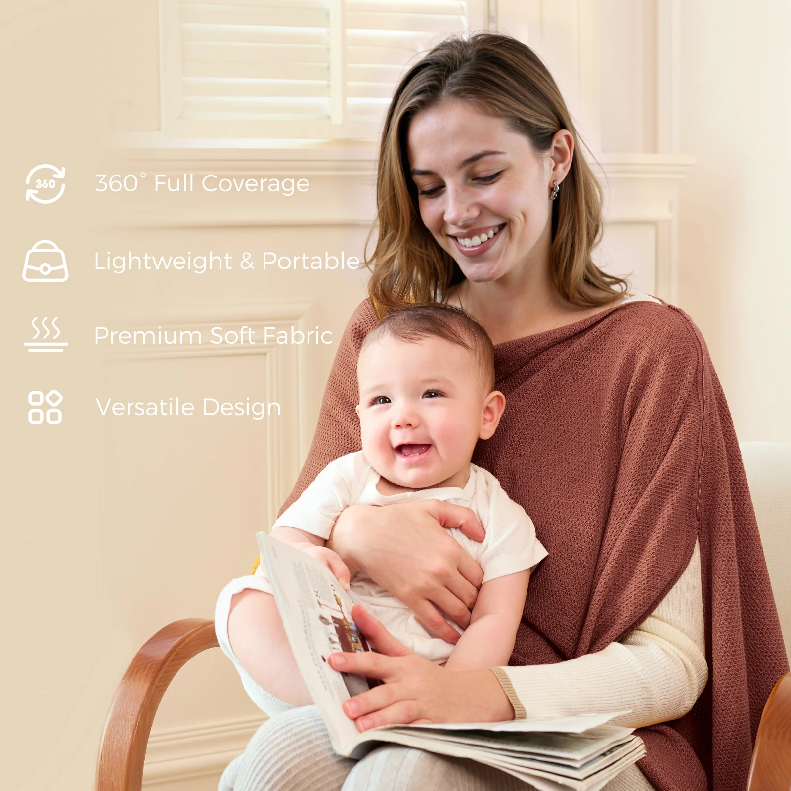 Momcozy Stilldecke – Weicher, atmungsaktiver und vielseitig verwendbarer Poncho - Image 4