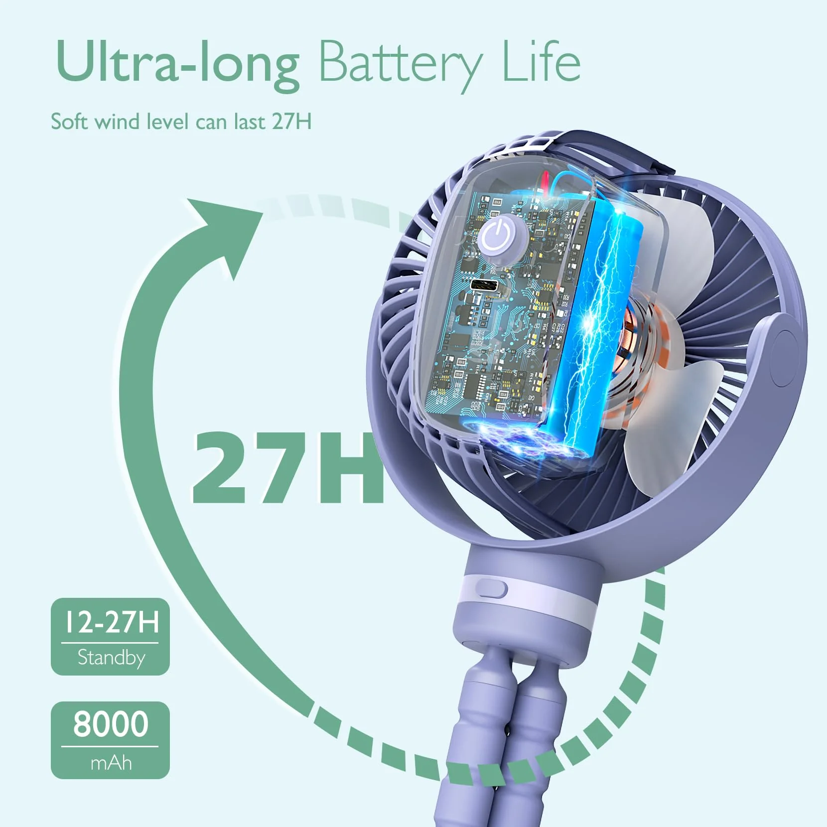 Wiederaufladbarer USB-Handventilator für die Reise - Image 16