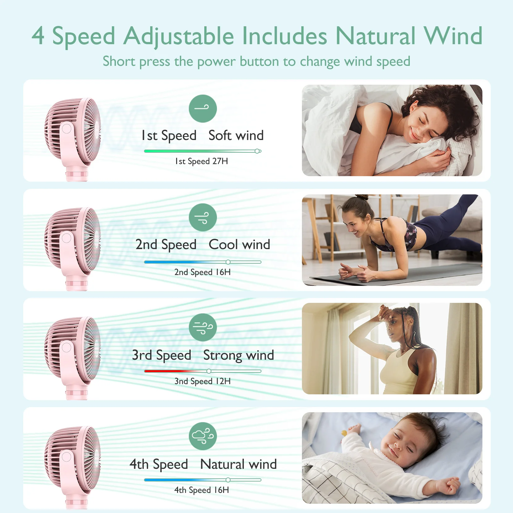 Wiederaufladbarer USB-Handventilator für die Reise - Image 24