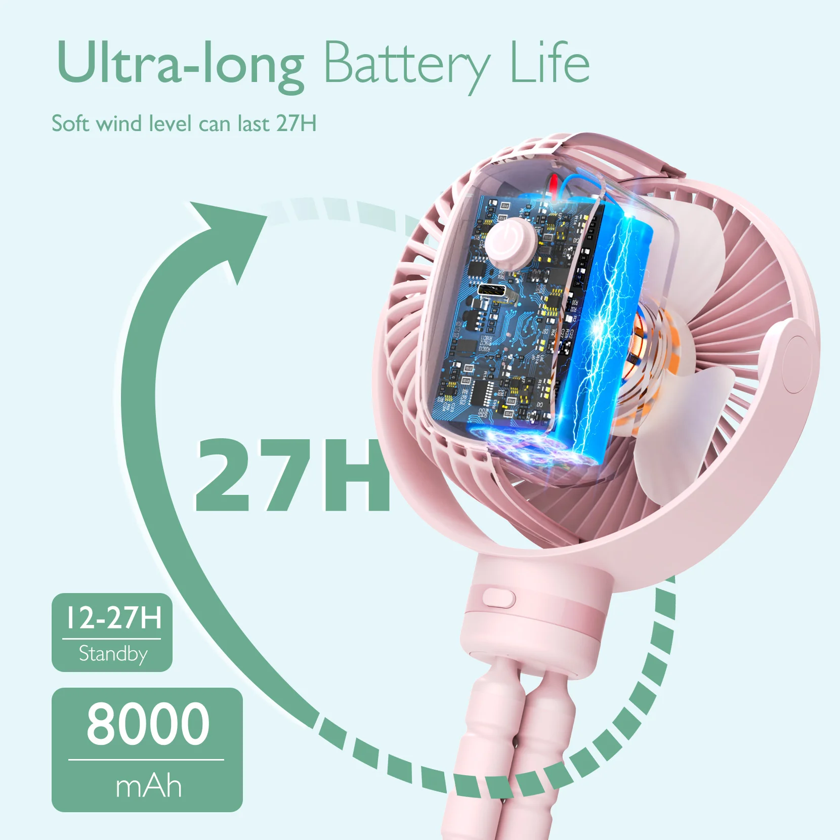 Wiederaufladbarer USB-Handventilator für die Reise - Image 26