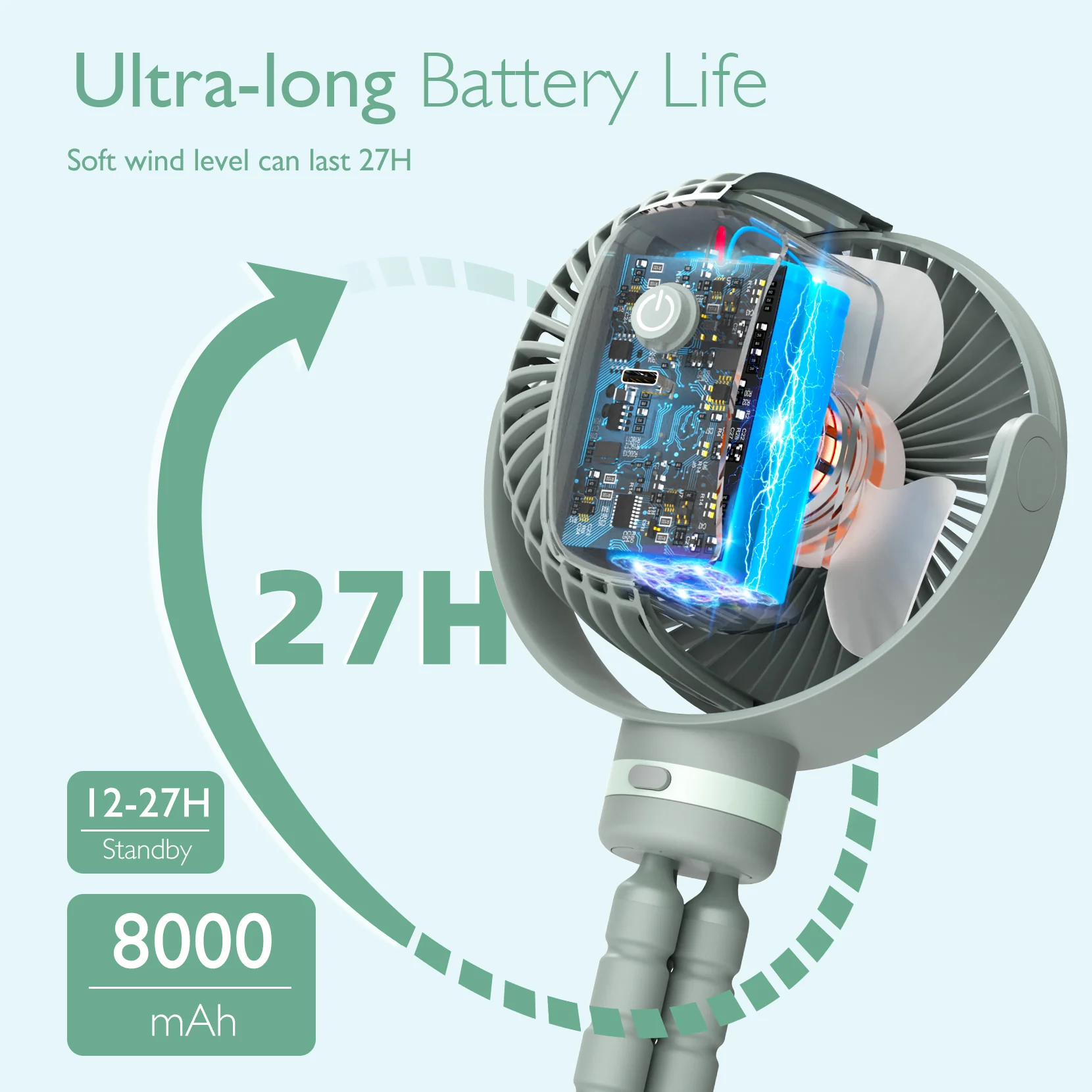 Wiederaufladbarer USB-Handventilator für die Reise - Image 35