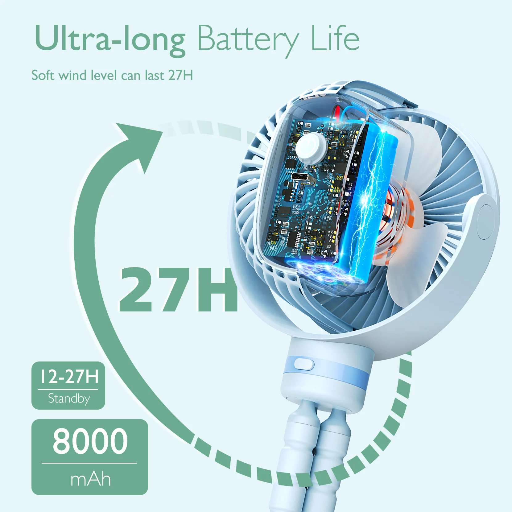 Wiederaufladbarer USB-Handventilator für die Reise - Image 44